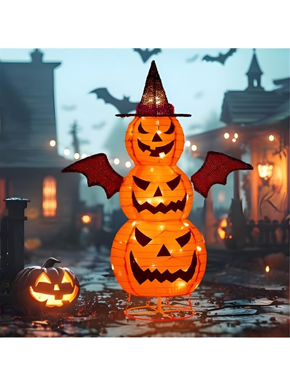3FT-Halloween Decorations Outdoor – 37 Inch Collapsible Pumpkin Man with 40 LED